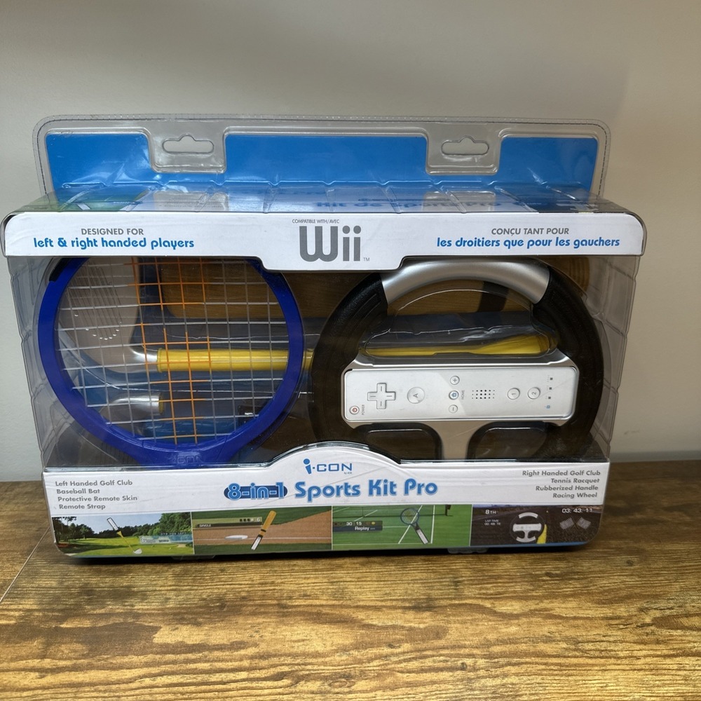 I-Con 8 In 1 Sports Kit Pro - Accessories for Wii Golf Tennis Baseball Racing‎